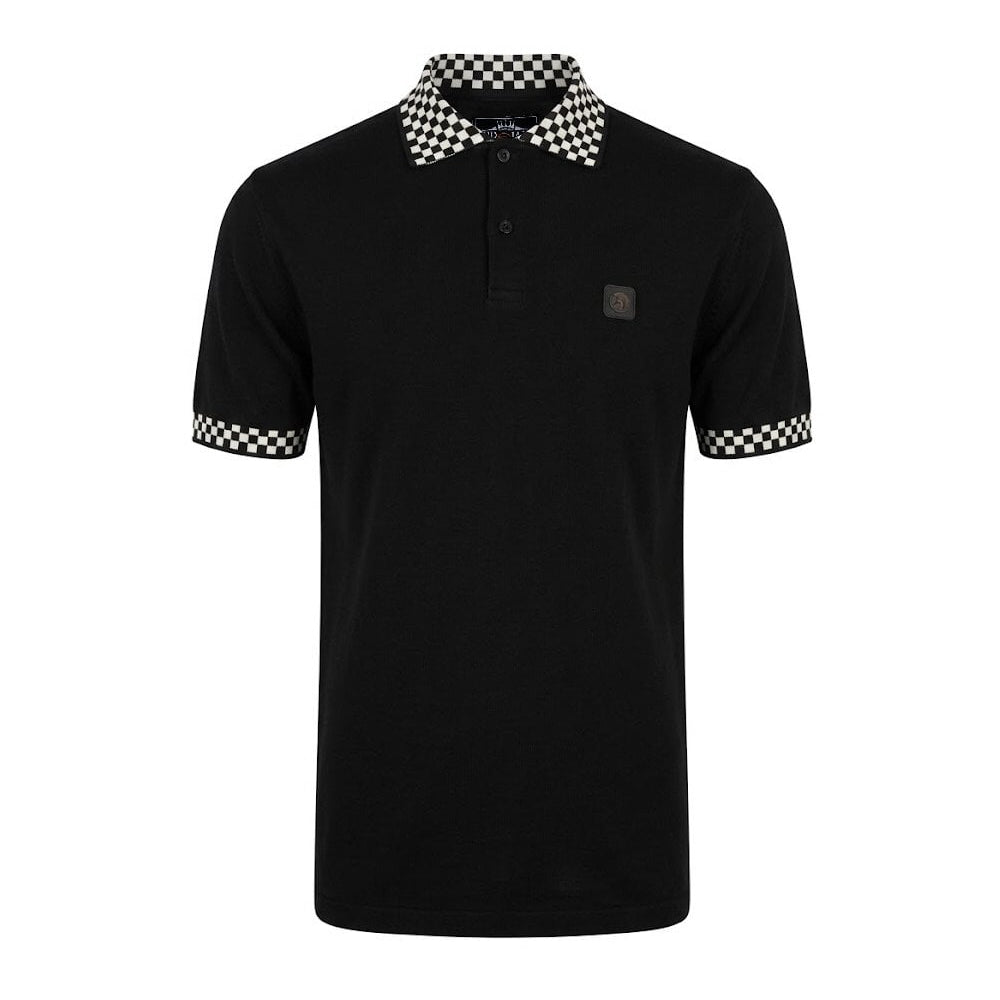 Trojan Chequerboard Trim Pique Polo Black/White