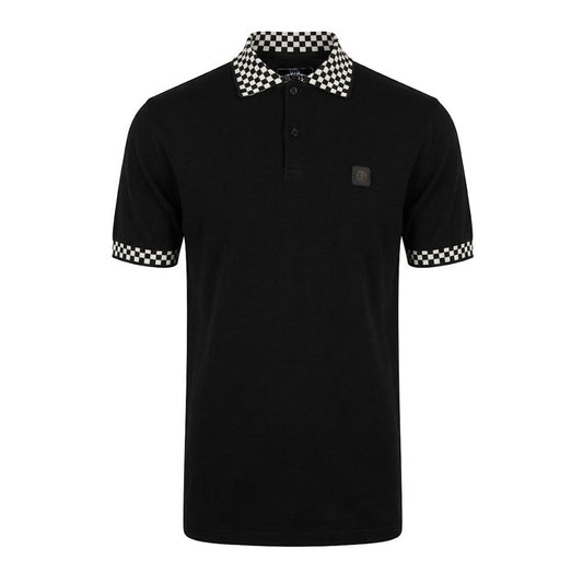Trojan Chequerboard Trim Pique Polo Black/White