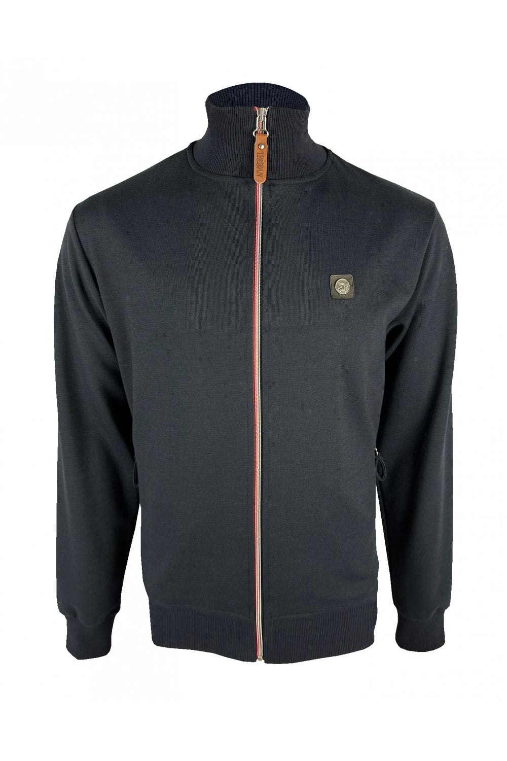 Trojan Chrome Zip Plain Track Top in Navy