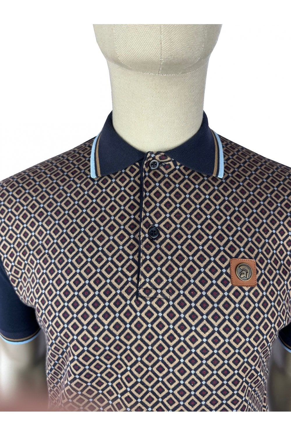 Trojan Diamond Panel Polo Navy