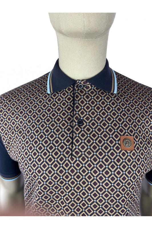 Trojan Diamond Panel Polo Navy