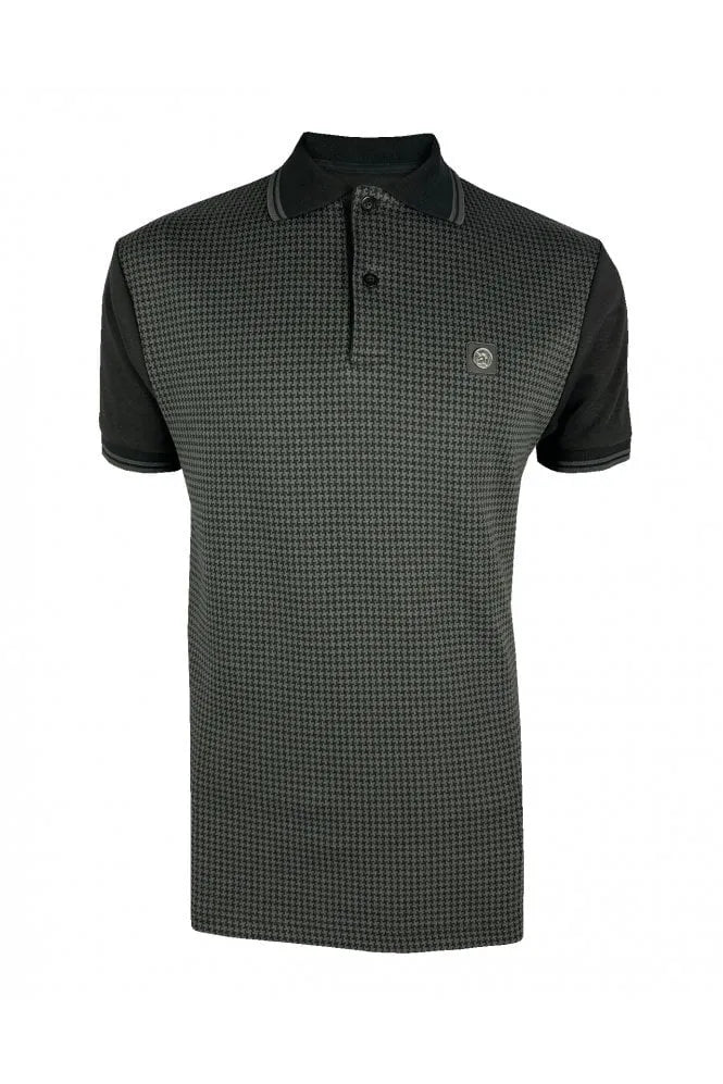 Trojan Houndstooth Panel Polo In Black TR/8934