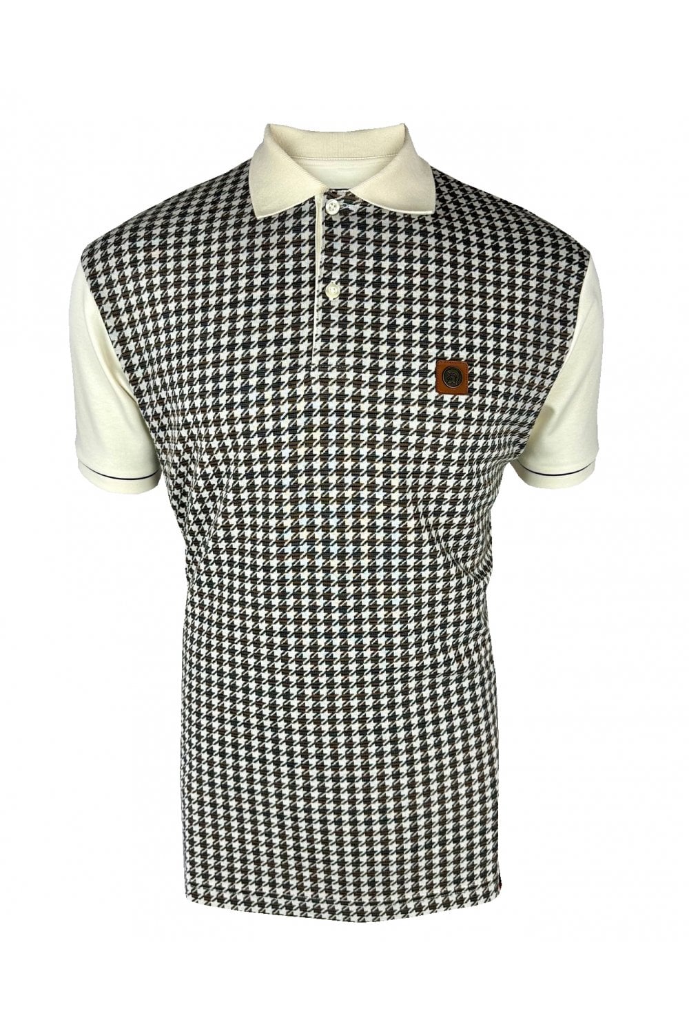 Trojan Houndstooth Polo In Ecru TR/9074 - RD1 Clothing