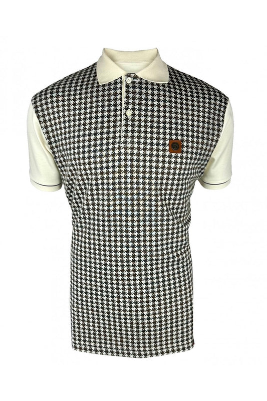 Trojan Houndstooth Polo In Ecru TR/9074 - RD1 Clothing