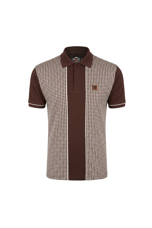 Trojan Houndstooth Panel Polo Chocolate