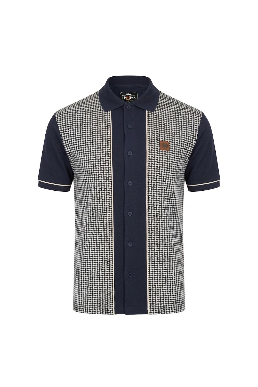 Trojan Houndstooth Panel Polo Navy