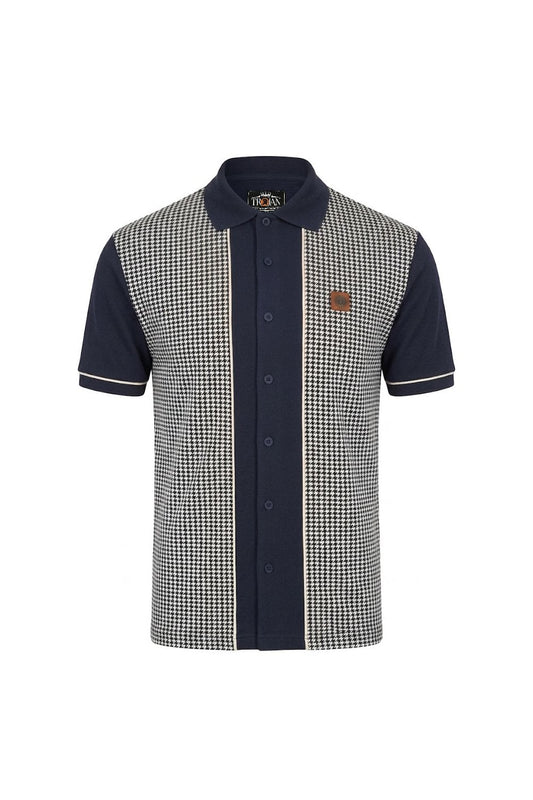 Trojan Houndstooth Panel Polo Navy