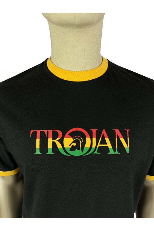 Trojan Logo Ringer Tee Rasta