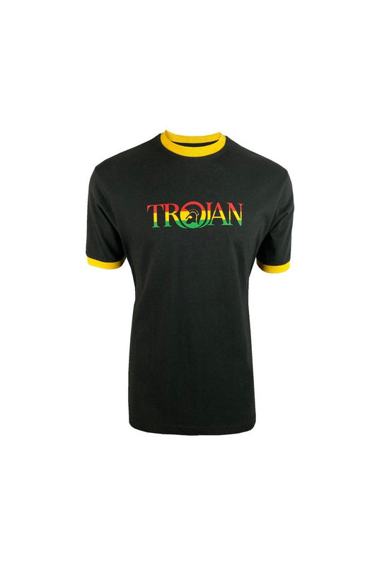 Trojan Logo Ringer Tee Rasta