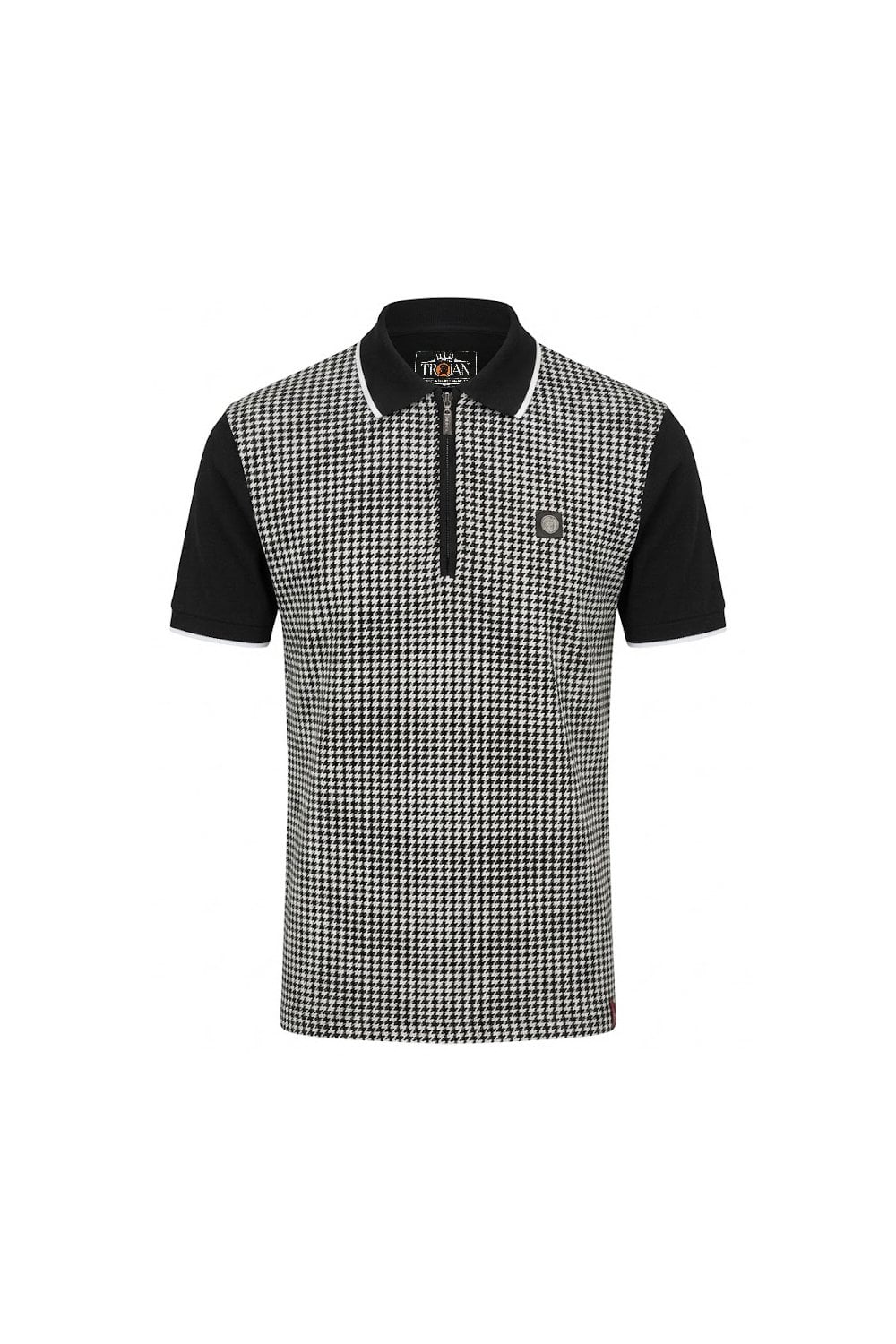Trojan Mono Houndstooth Zip Polo Black