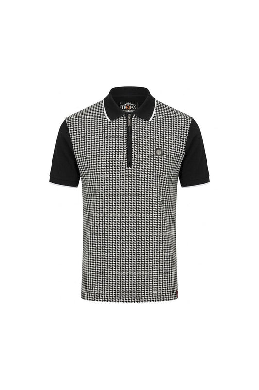 Trojan Mono Houndstooth Zip Polo Black