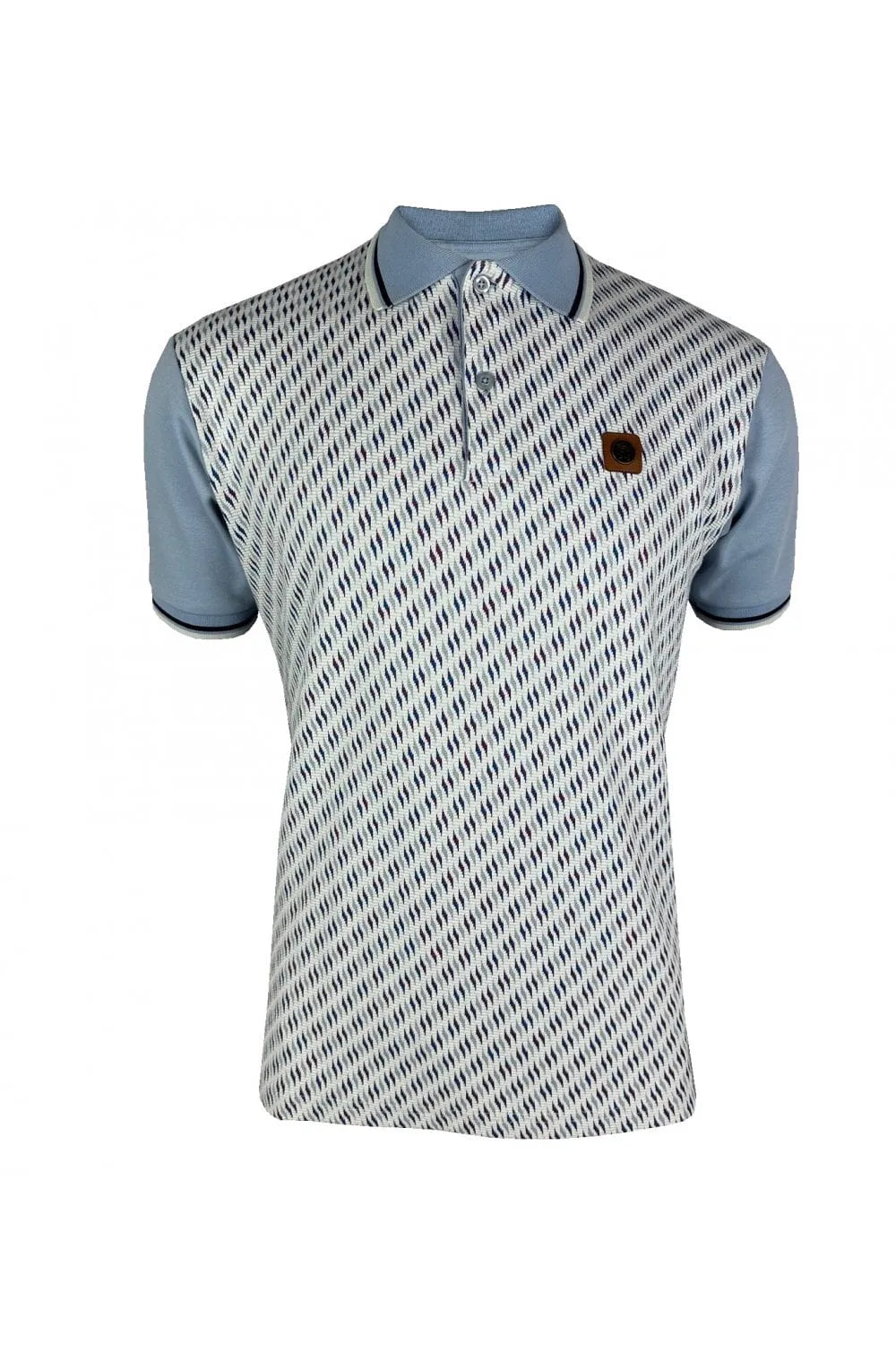 Trojan Ottoman Jacquard Panel Polo In Sky - RD1 Clothing