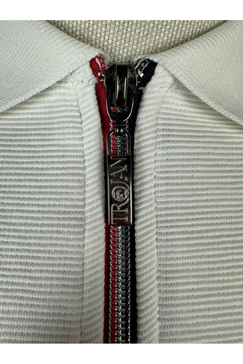 Trojan Ottoman Rib Zip Polo in Ecru