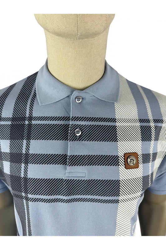 Trojan Check Panel Polo In Sky - RD1 Clothing