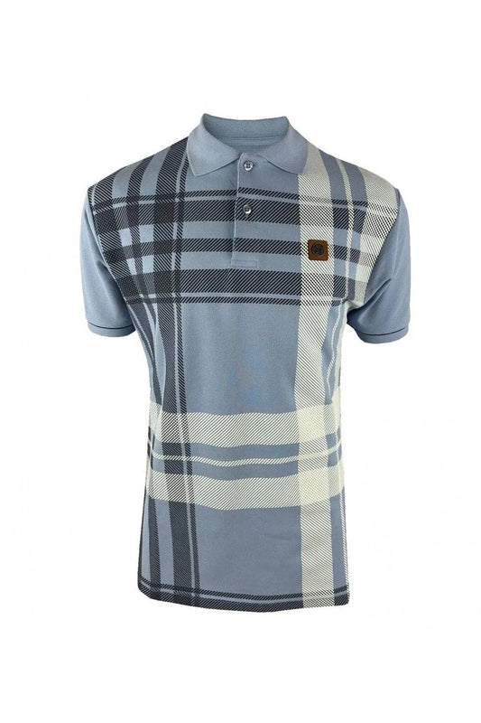 Trojan Check Panel Polo In Sky - RD1 Clothing