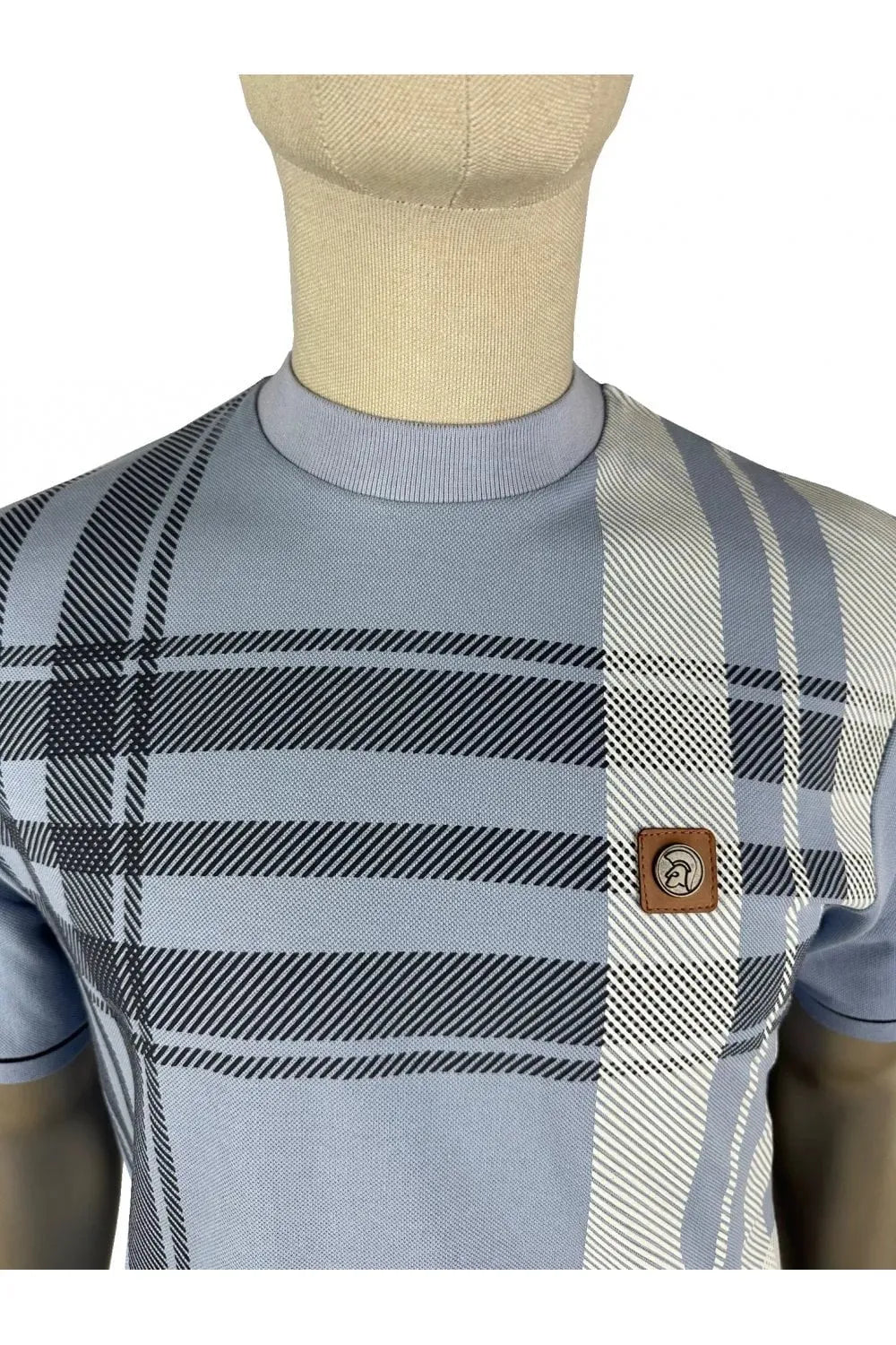 Trojan Oversize Check Panel Tee Sky - RD1 Clothing