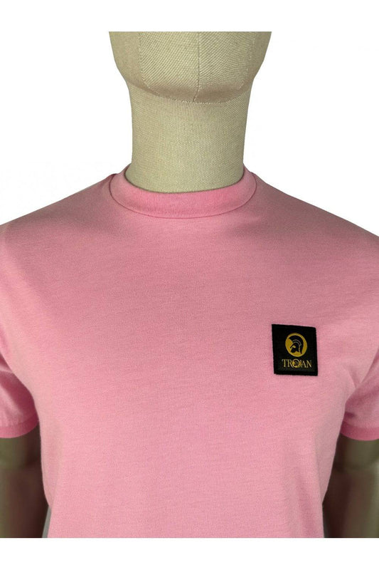 Trojan Plain Badged Tee in Pink - RD1 Clothing
