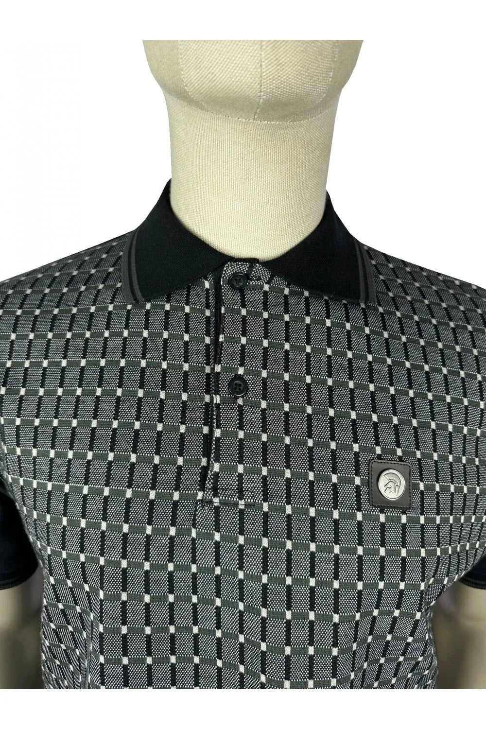 Trojan Squares Panel Polo In Black