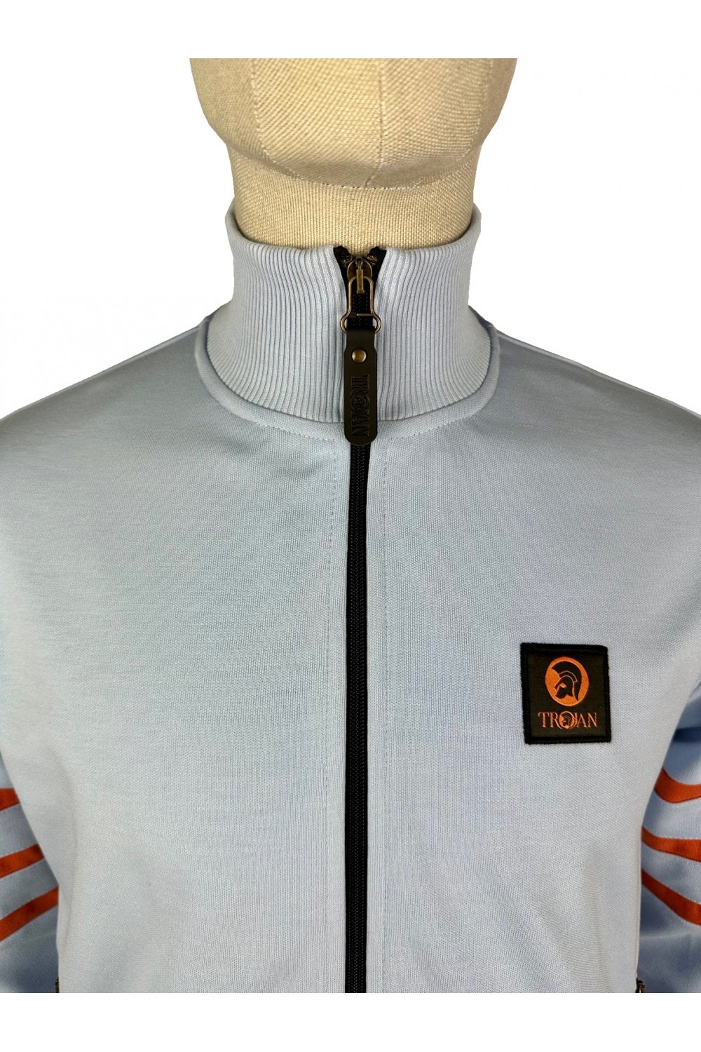 Trojan Stripe Sleeve Track Top in Powder