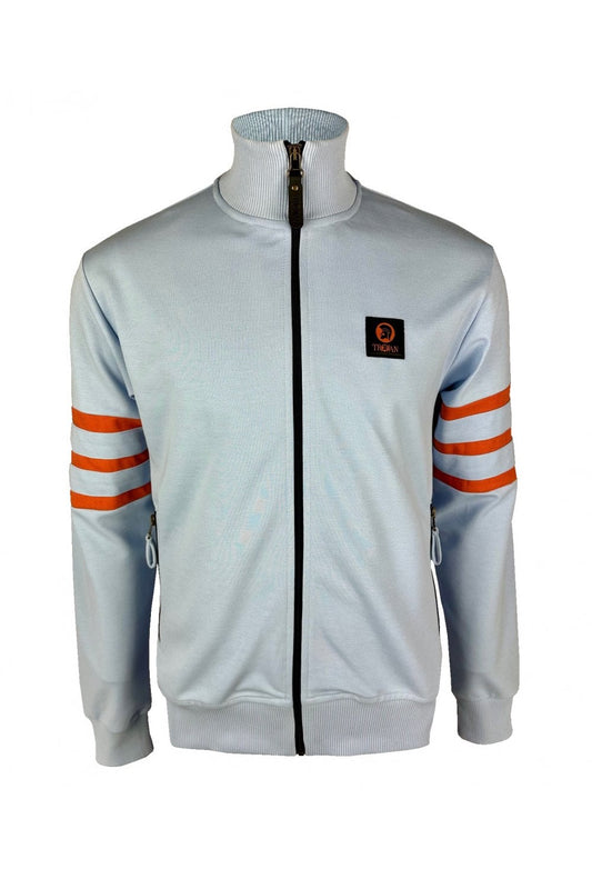 Trojan Stripe Sleeve Track Top in Powder