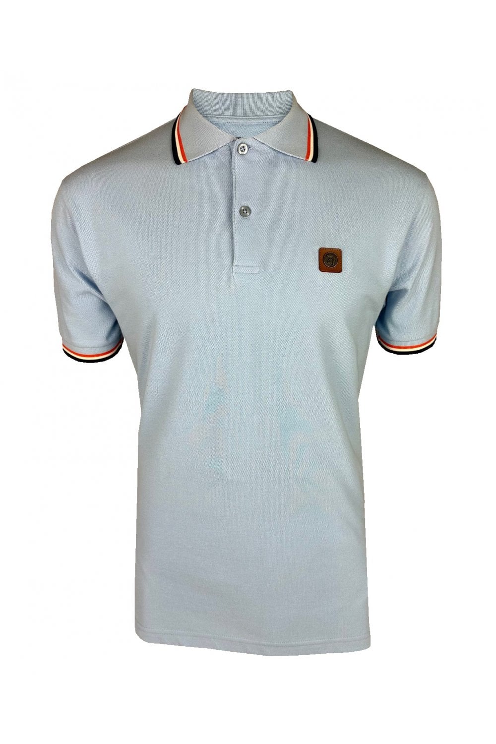 Trojan Three Colour Tipped Pique Polo in Powder