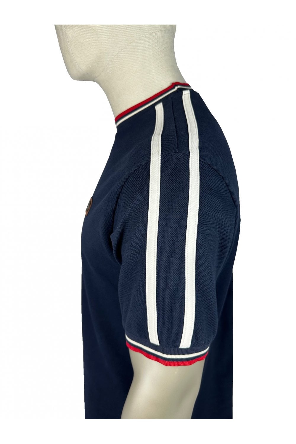 Trojan Three Colour Tipped Pique T-shirt Navy - RD1 Clothing