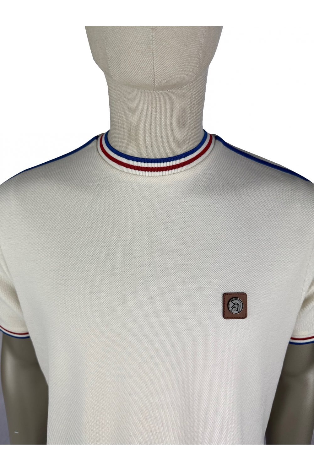 Trojan Three Colour Tipped Pique T-shirt Ecru - RD1 Clothing