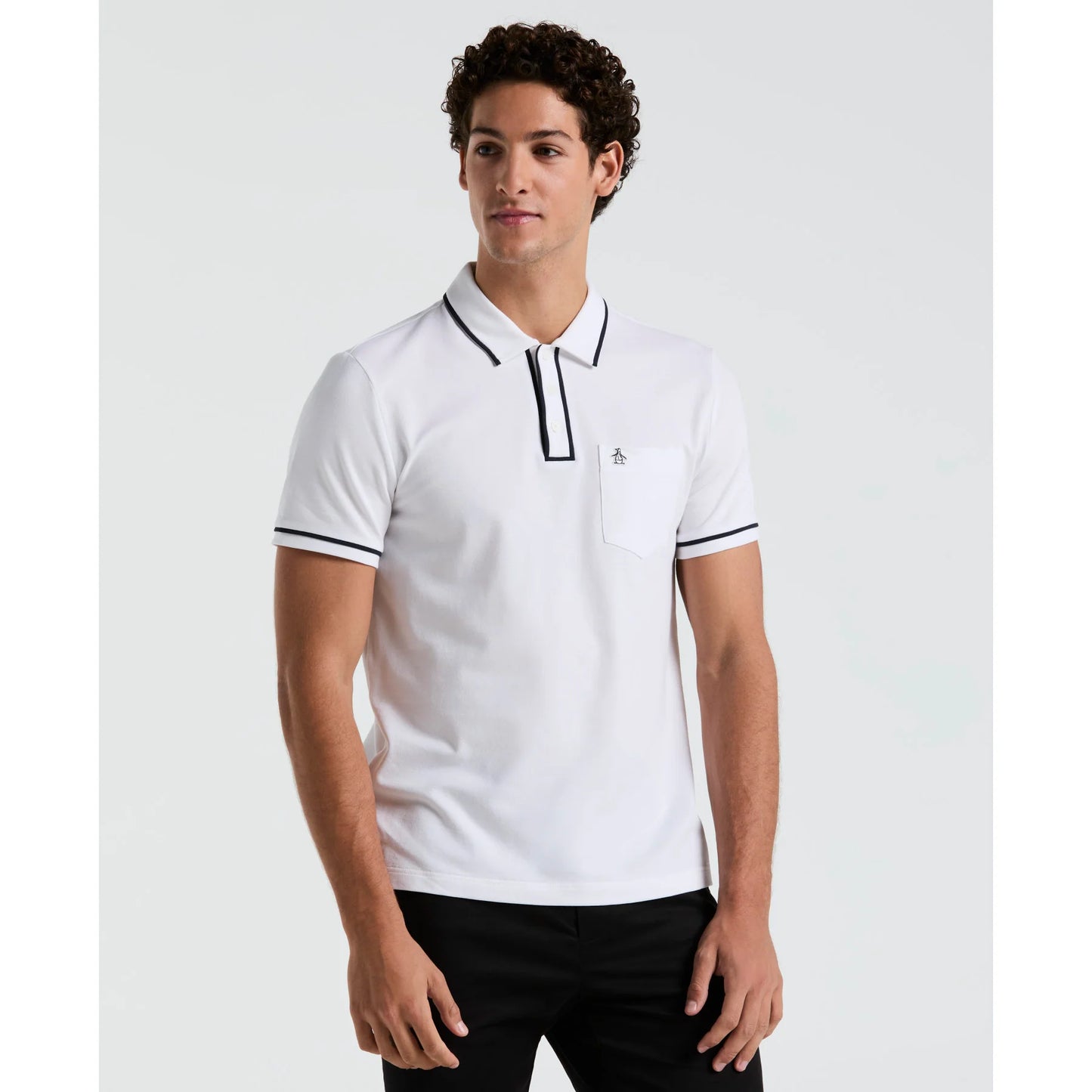 Original Penguin Earl Pique Polo Shirt in bright white, classic short-sleeve polo with collar and button placket, made from pique cotton.