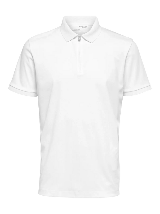 Selected Slmfave Zip Polo White - RD1 Clothing