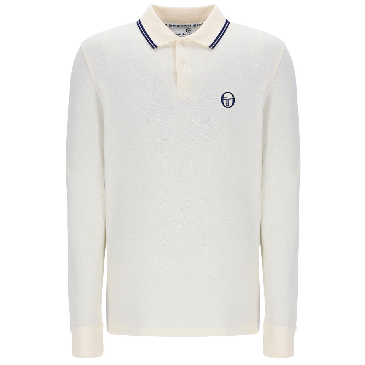 Sergio Tacchini 020 L/S Polo In Gardenia/ Maritime Blue