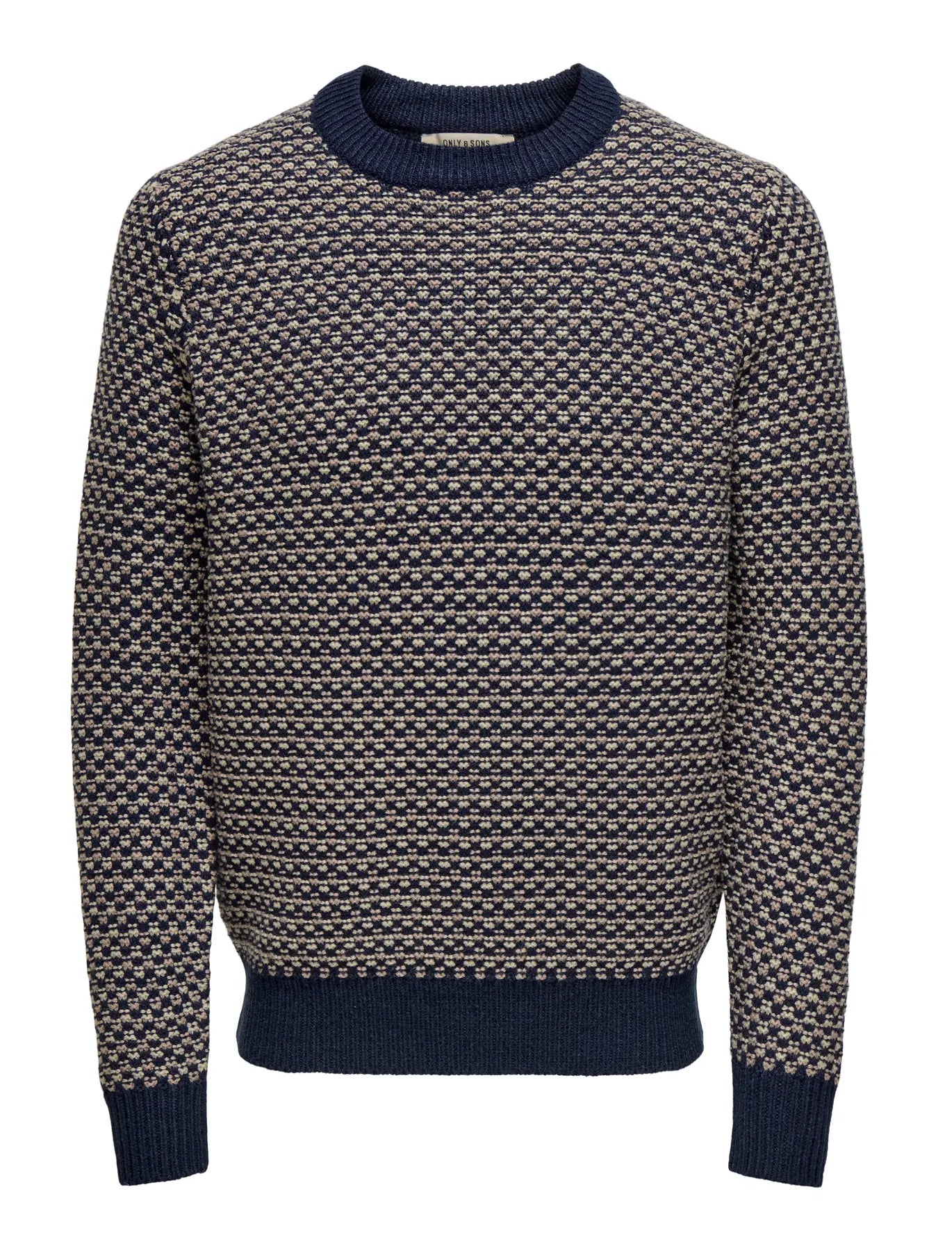 Only & Sons Onsmusa Reg Crew Knitted Jumper Navy/ Desert Taupe