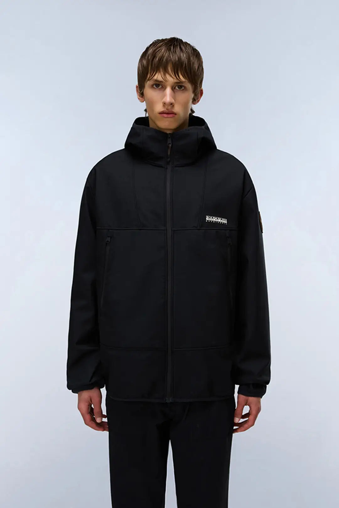 Black Napapijri A-Biois jacket in size XL, featuring a sleek design and stylish fit, ideal for casual outdoor wear.