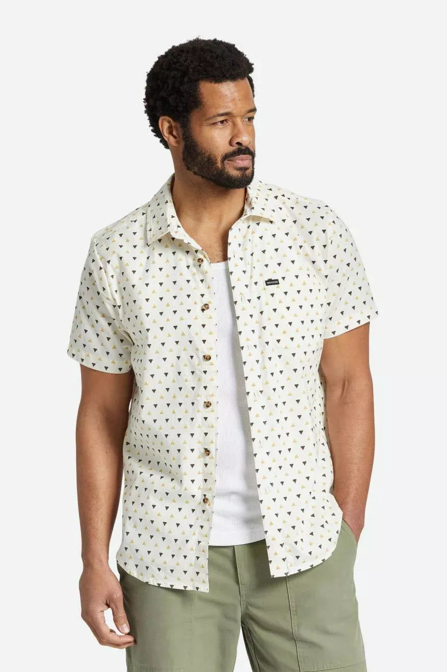 Brixton Charter Print SS Shirt Off White